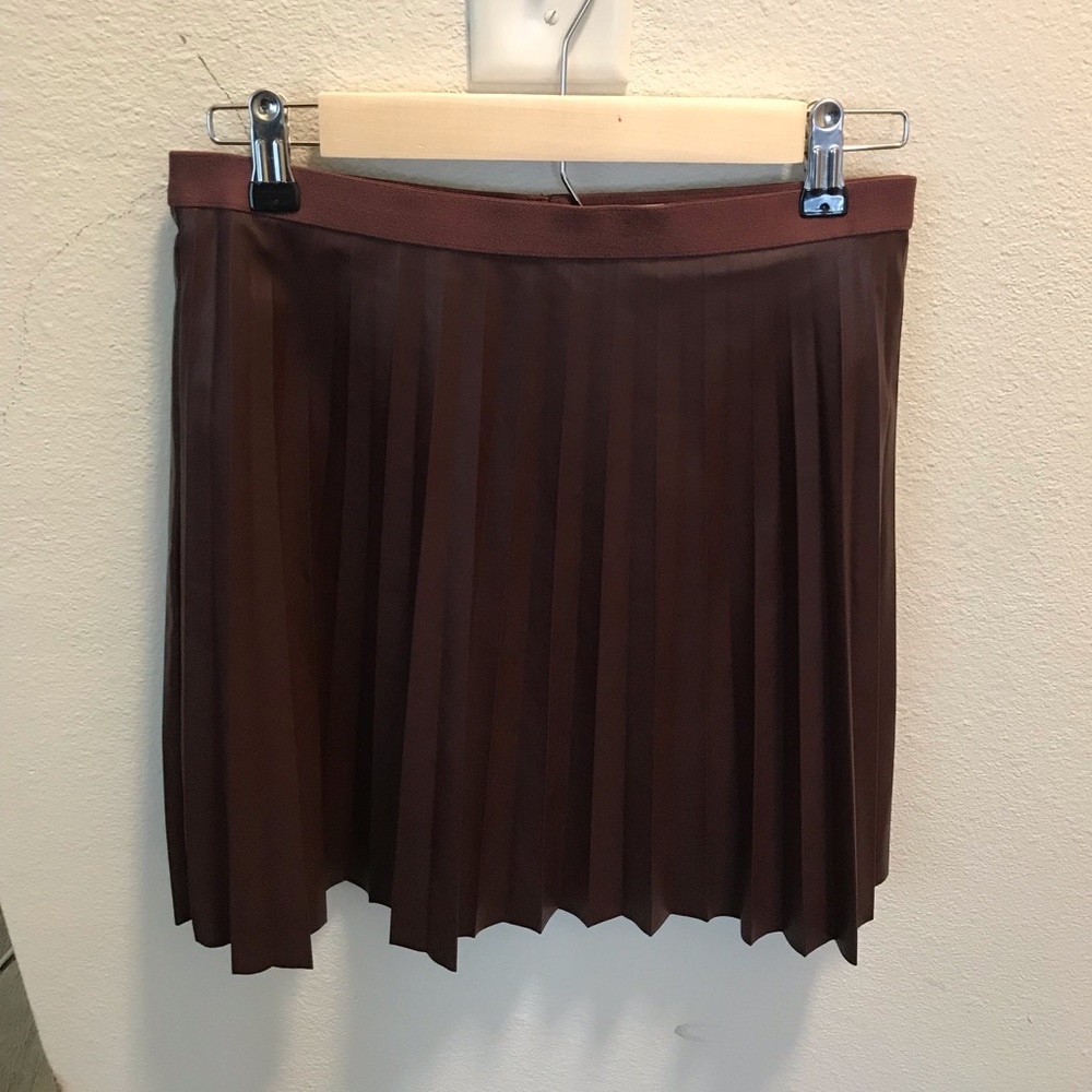 Faux Leather Pleated Skirt
